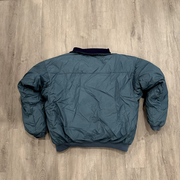 VINTAGE 90s Columbia Puffer Jacket Coat Mens L/XL Blue Purple REVERSIBLE Winter - Picture 2 of 9